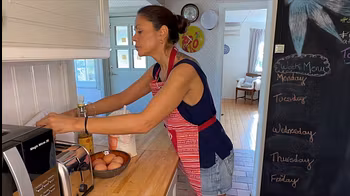 I was going to bake a bread but my horny husband ended up fucking me from behind in the kitchen